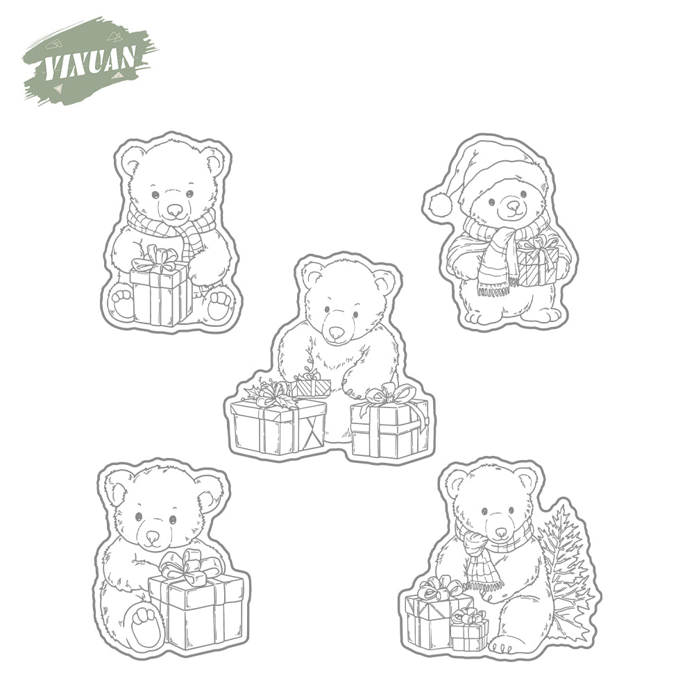 Winter and Brown Bear Cutting Dies And Stamp Set YX1545-S+D
