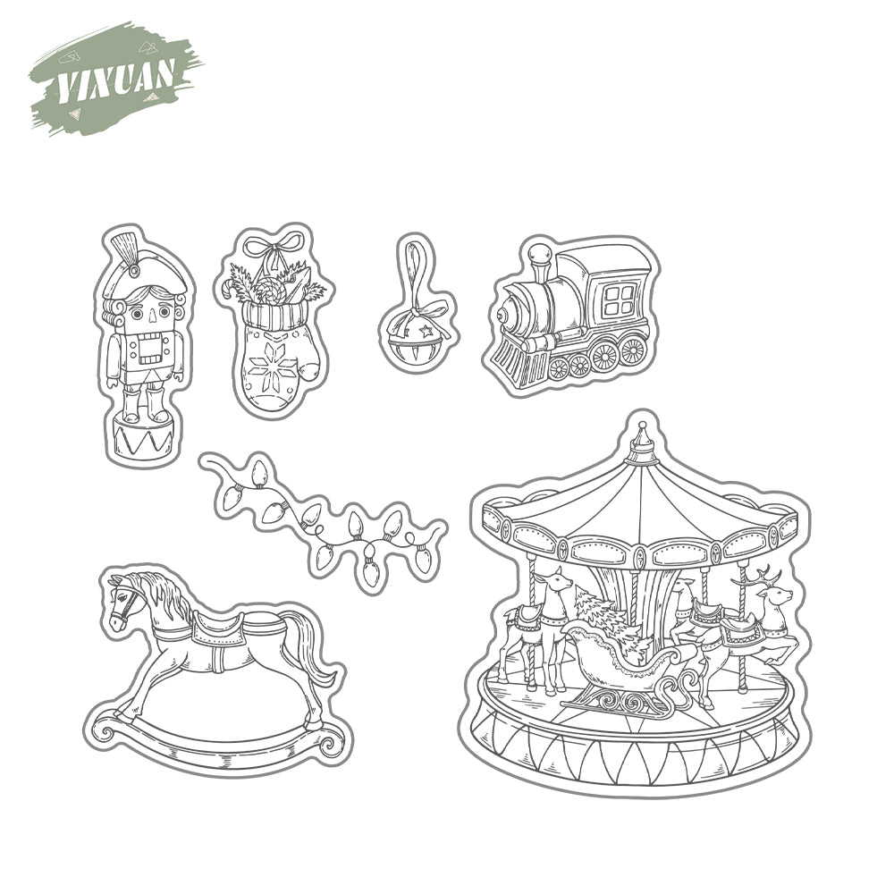 Joyful Carousel Cutting Dies And Stamp Set YX1576-S+D