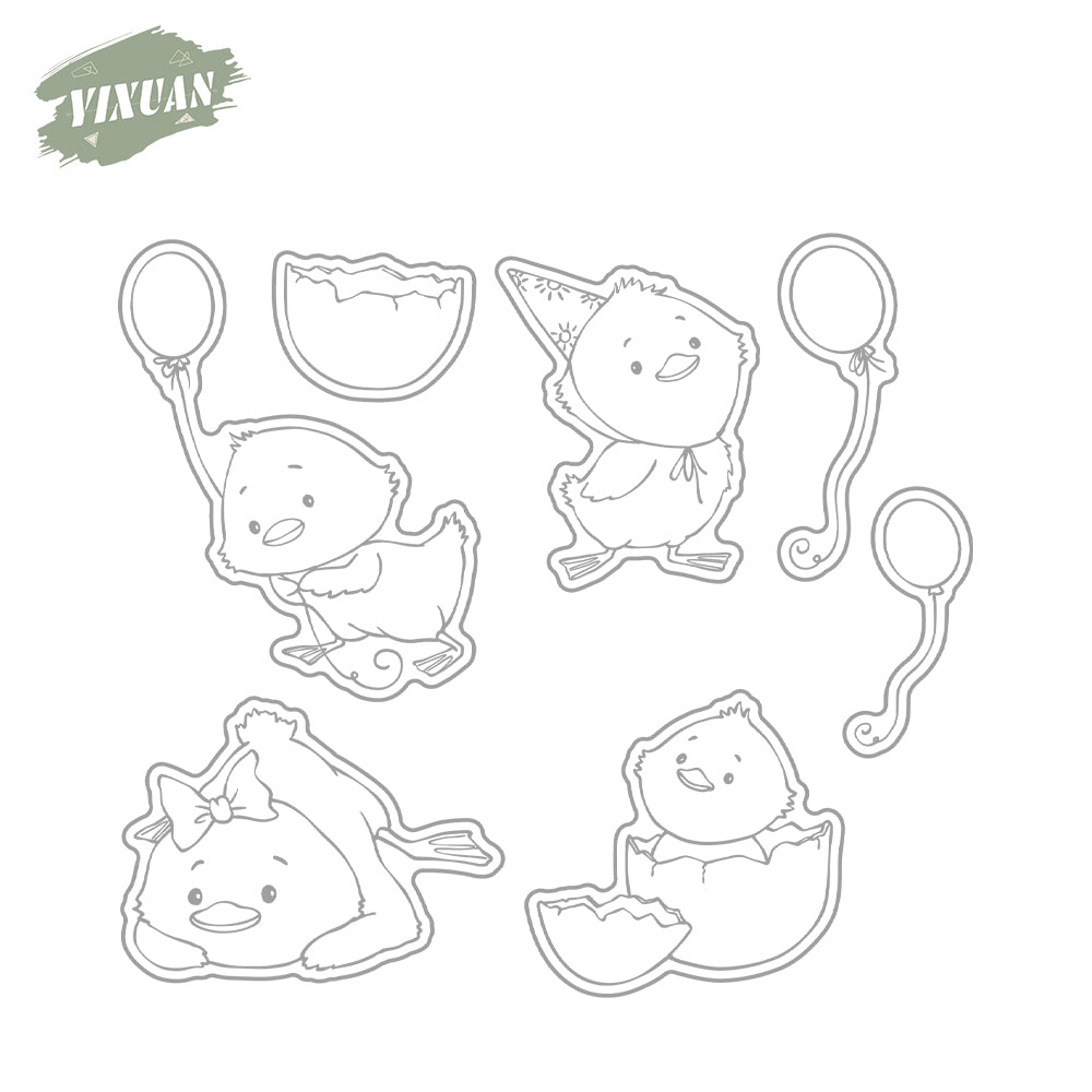 Cute Little Baby Duck Birth Cutting Dies And Stamp Set YX1281-S+D