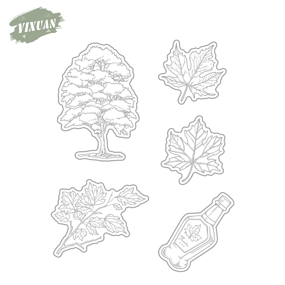 Maple Trees and Leaves Cutting Dies And Stamp Set YX1485-S+D