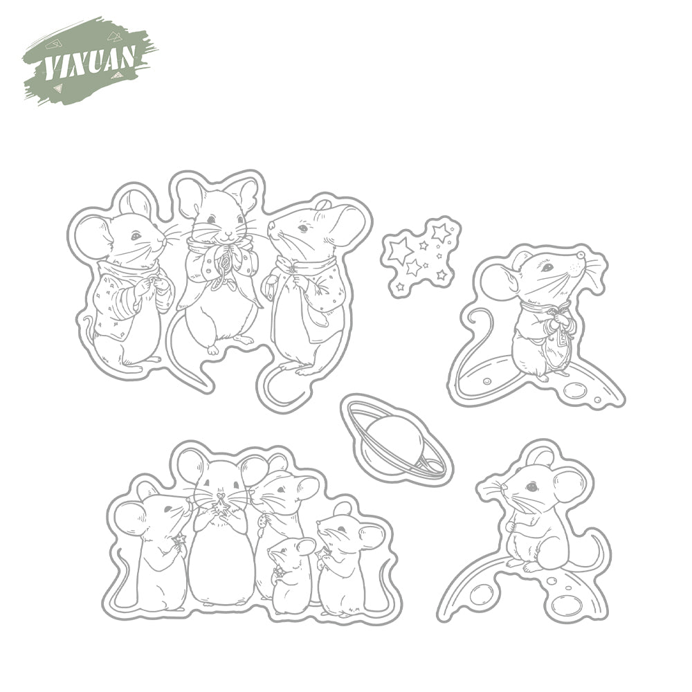 The Mouse Family Cutting Dies And Stamp Set YX1492-S+D