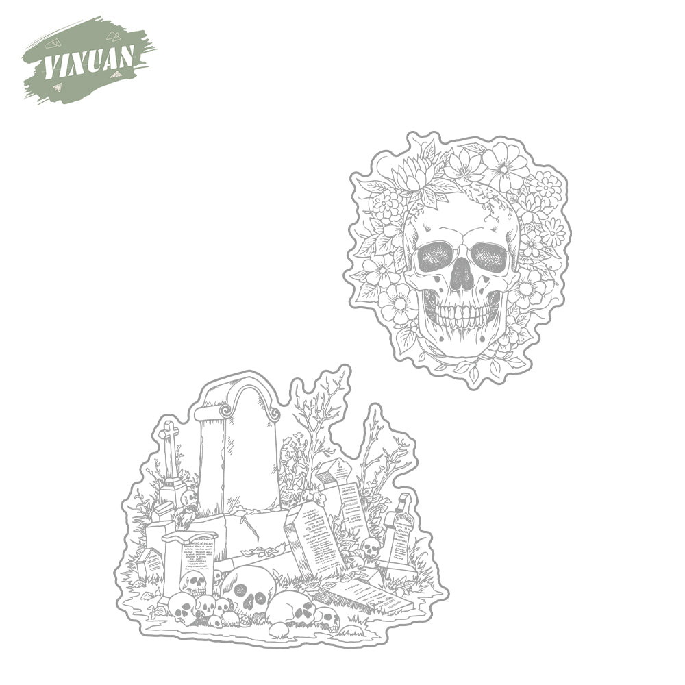 Skull Head Cutting Dies And Stamp Set YX1441-S+D