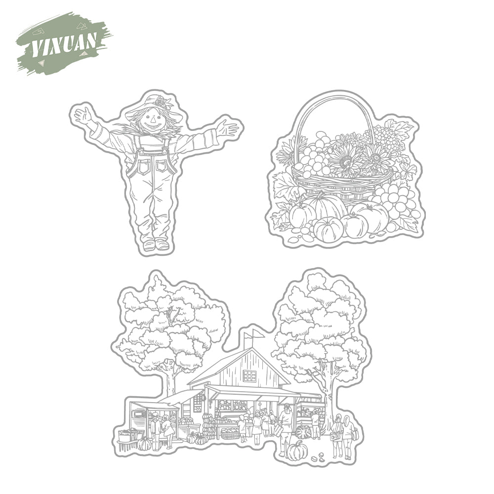 Rural Life Cutting Dies And Stamp Set YX1486-S+D