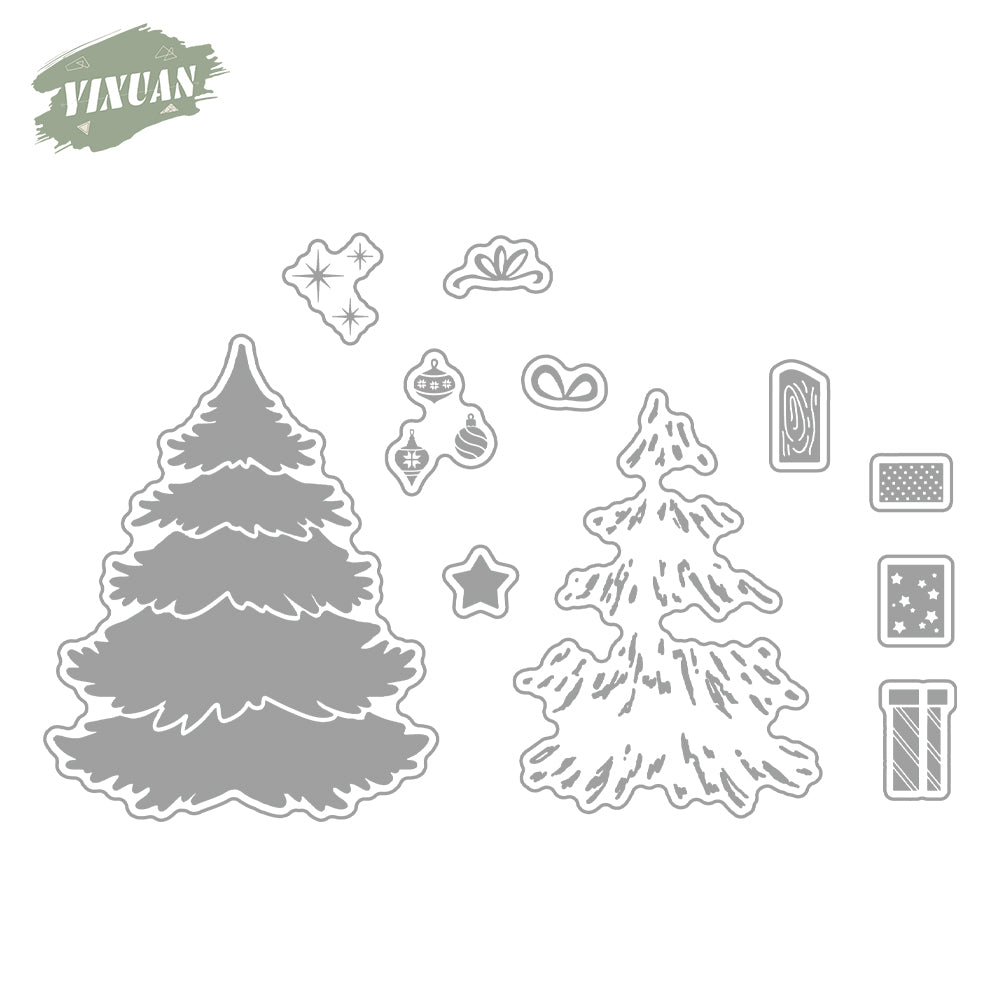 Christmas Pine Tree Cutting Dies And Stamp Set YX1483-S+D