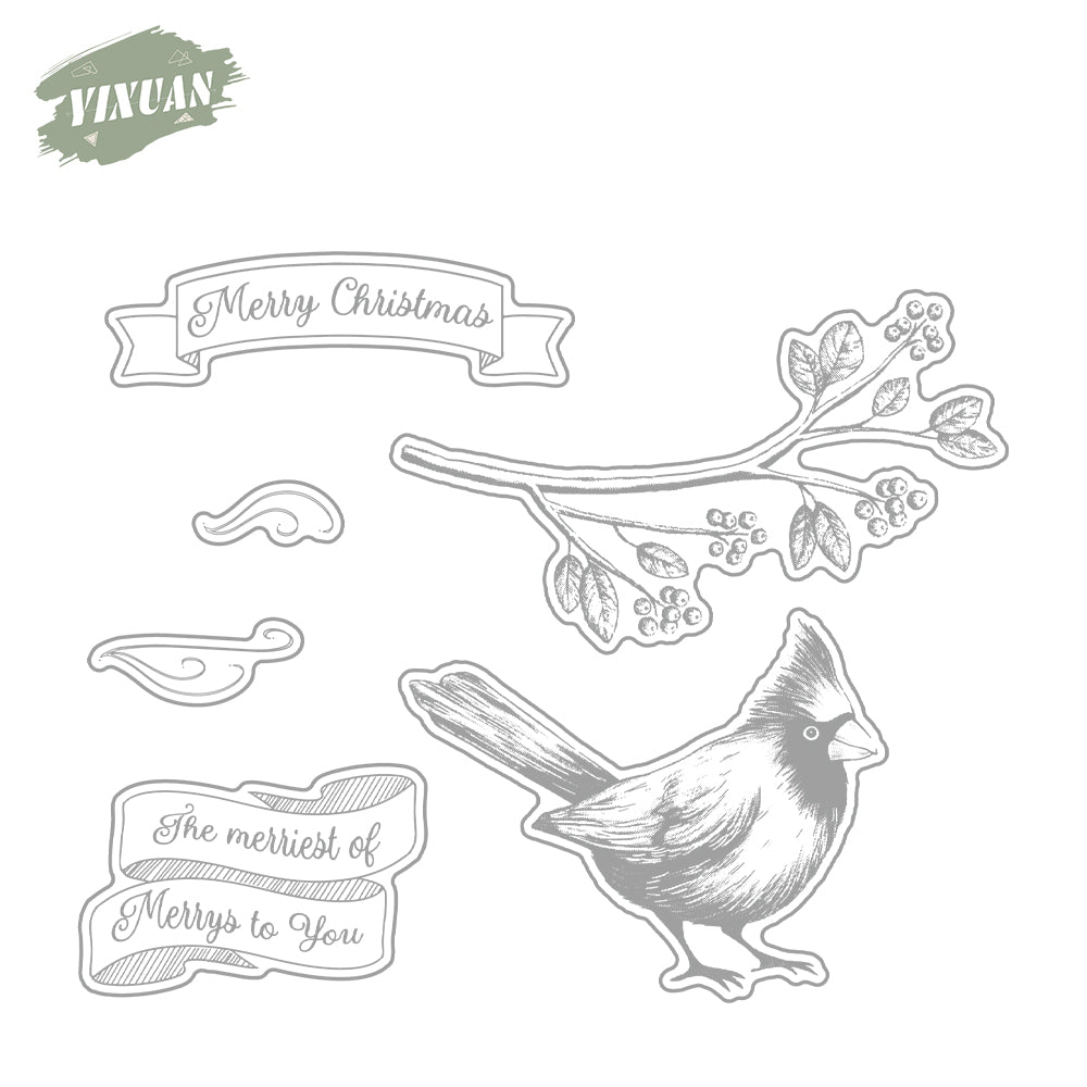 Christmas Bird Design Cutting Dies And Stamp Set YX1511-S+D