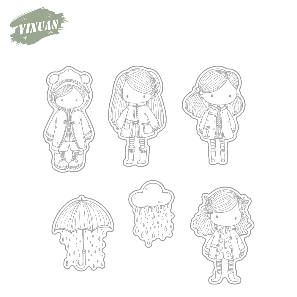Cute girl Cutting Dies And Stamp Set YX1446-S+D