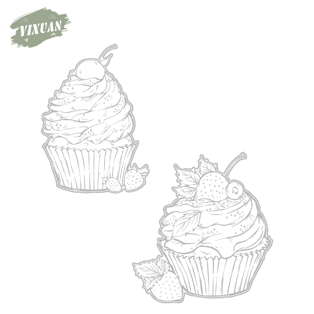 Happy Birthday Sweet Cupcake Cutting Dies And Stamp Set YX1212-S+D