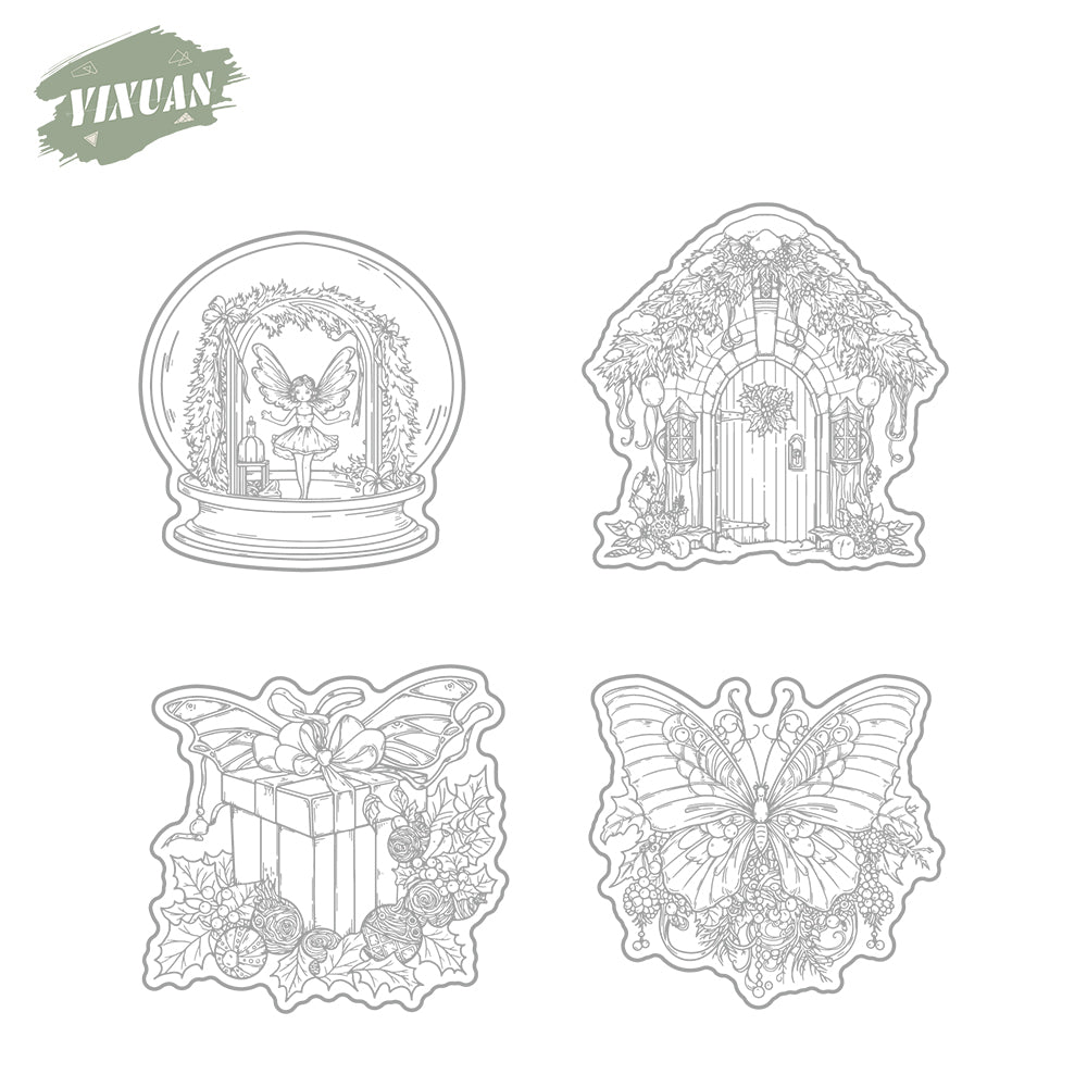 Christmas Butterfly Door Cutting Dies And Stamp Set YX1497-S+D