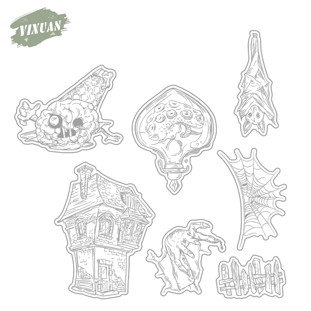 Halloween materials Cutting Dies And Stamp Set YX1432-S+D