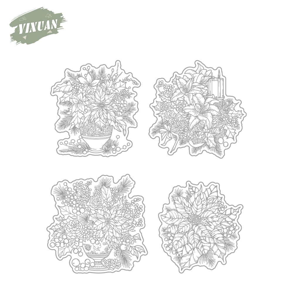 Christmas Flowers Cutting Dies And Stamp Set YX1519