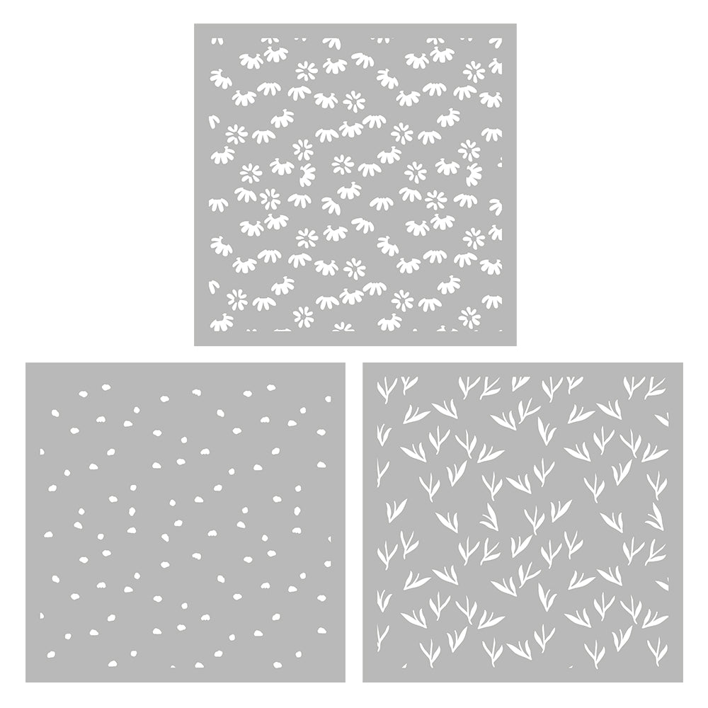 3PCs Background Daisy Flowers Floral Plastic Stencils For Decor Scrapbooking Card Making YX1266