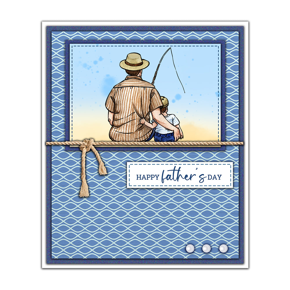 Love Father And Kids Happy Father's Day Cutting Dies And Stamp Set YX1233-S+D