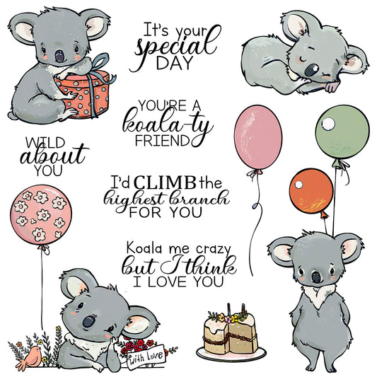 Happy Birthday Cake Ballons Cute Mouse Cutting Dies And Stamp Set YX1288-S+D