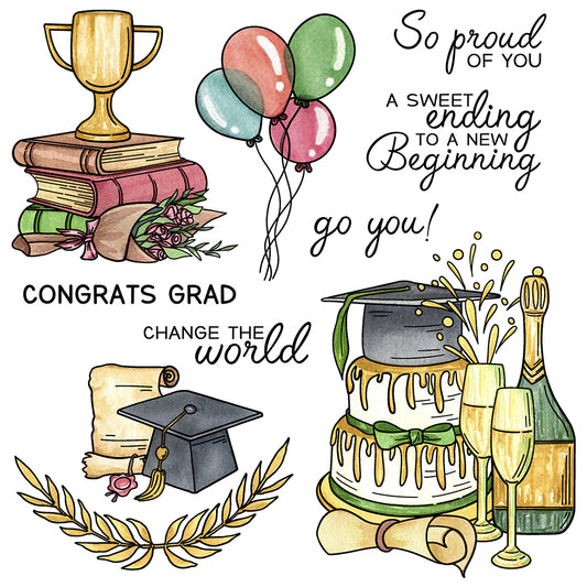 Party Celebrations For Graduation Season Cutting Dies And Stamp Set YX1218-S+D