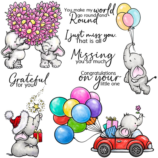 Love Heart Balloons Gifts Elephant Cutting Dies And Stamp Set YX1259-S+D