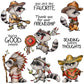 Kawaii Cartoon Tribe Musician Raccoon Cutting Dies And Stamp Set YX1280-S+D
