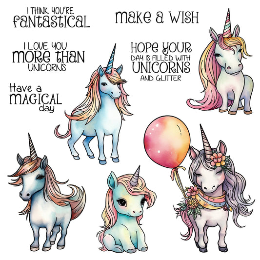 Cute Cartoon Colorful Unicorns Cutting Dies And Stamp Set YX1331-S+D