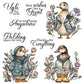 Winter Cute Ducks In Coats And Flowers Cutting Dies And Stamp Set YX1335-S+D