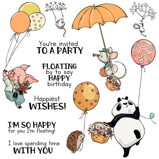 Fantasy Flying Cute Animals And Balloons Cutting Dies And Stamp Set YX1302-S+D