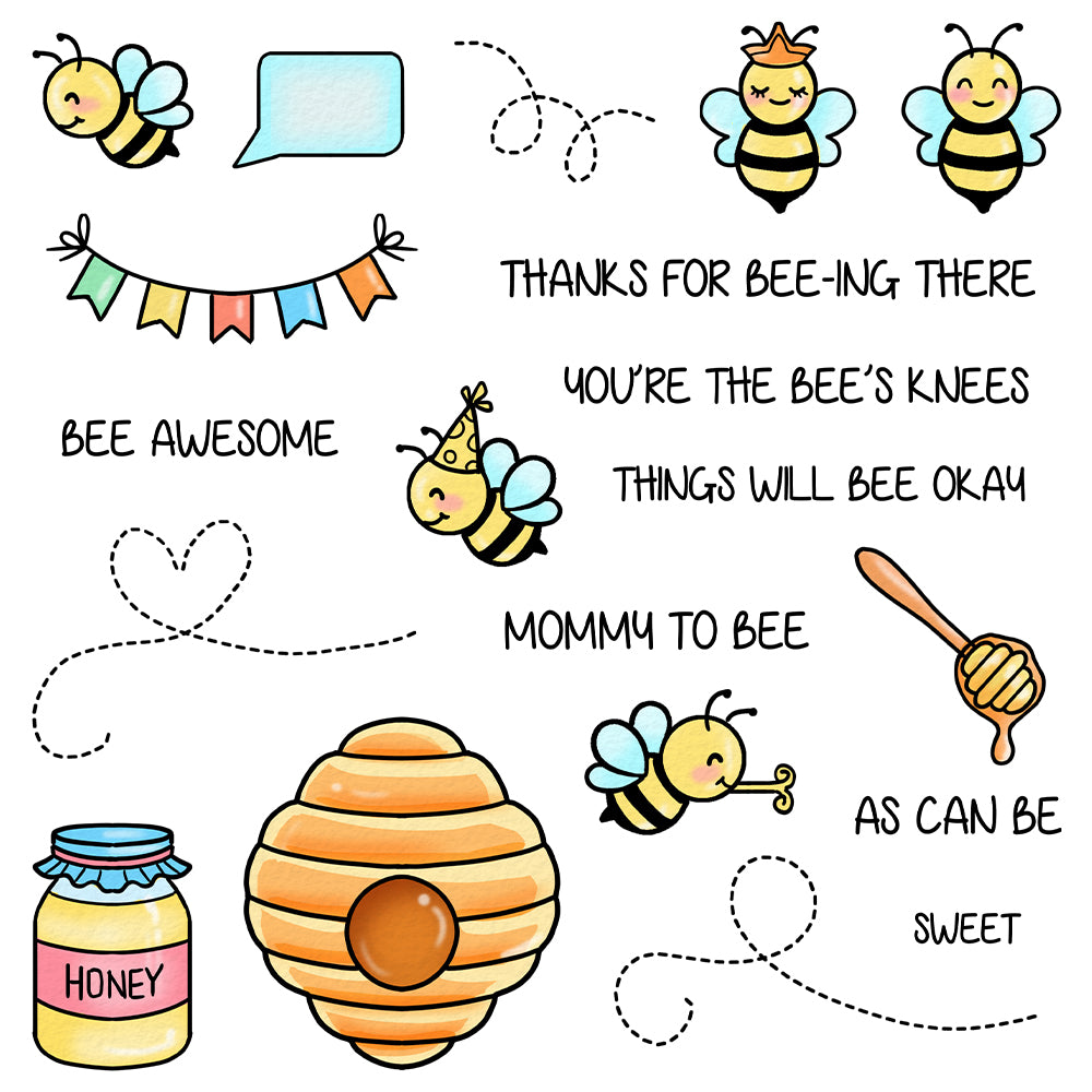 Cute Busy Bee And Sweet Honey Cutting Dies And Stamp Set YX1330-S+D