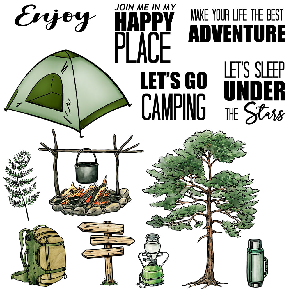 Spring Day Nature Outdoor Camping Cutting Dies And Stamp Set YX1206-S+D
