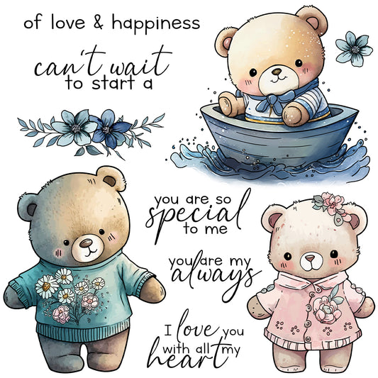 Cute Baby Doll Bears Boys And Girls Cutting Dies And Stamp Set YX1238-S+D