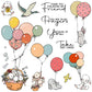 Cute Rabbits Holding Flying Balloons Cutting Dies Set YX1305-D