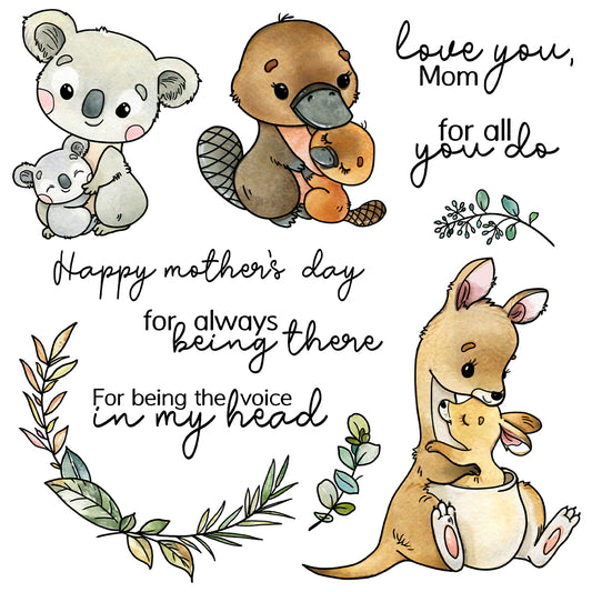Love Mother Baby Cute Animals Mother's Day Cutting Dies And Stamp Set YX1207-S+D
