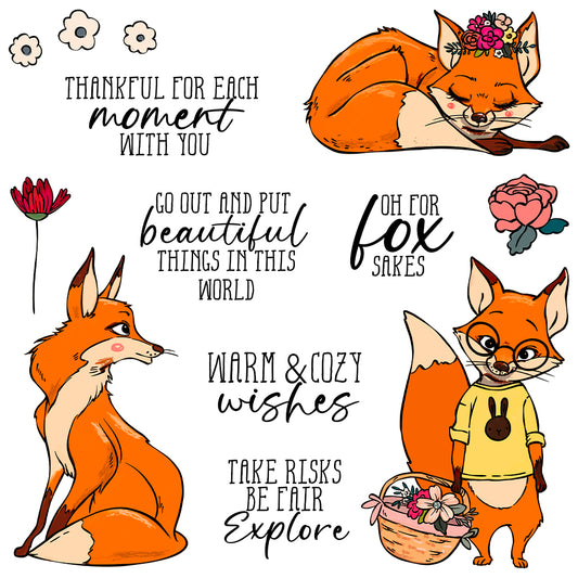 Cute Little Fox And Roses Cutting Dies And Stamp Set YX1286-S+D