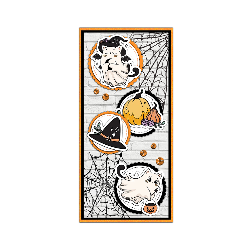 2023 Halloween Cute Little Ghost Cutting Dies And Stamp Set YX1425-S+D