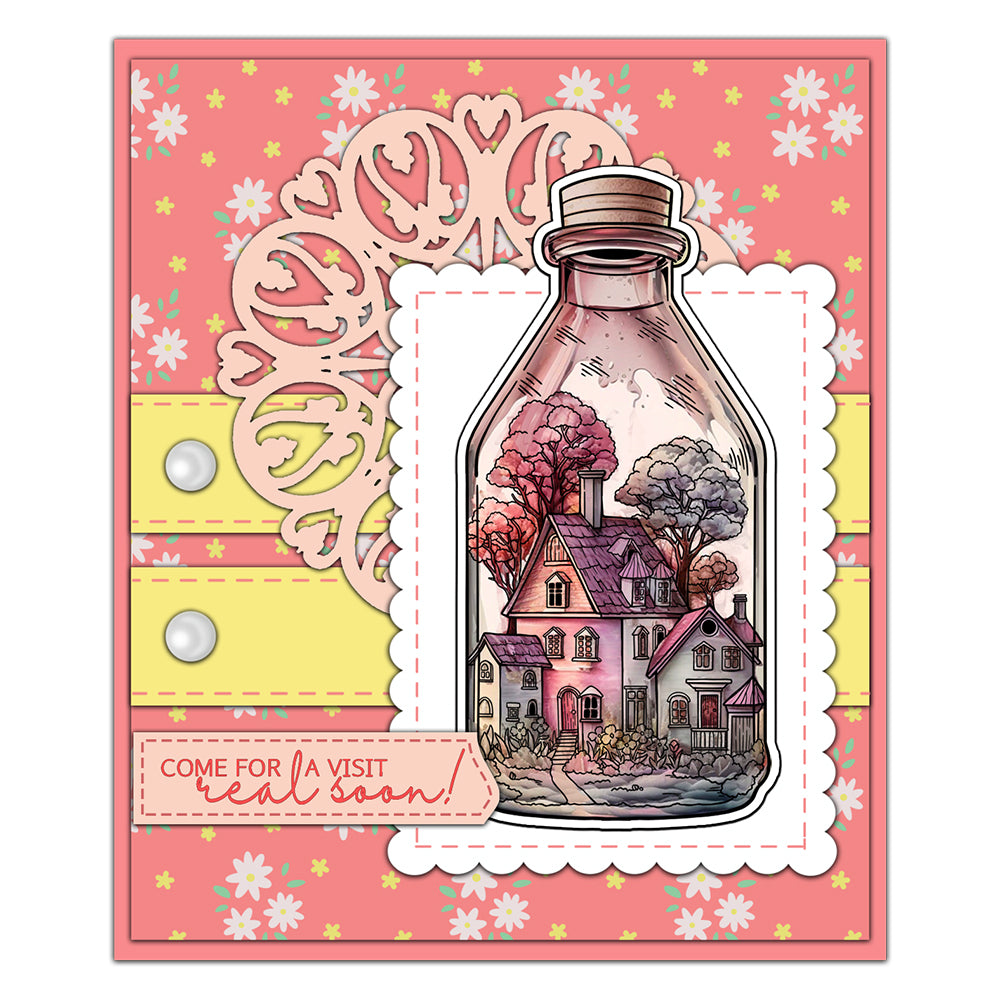 Creative Castle House In Bottles Cutting Dies And Stamp Set YX1423-S+D