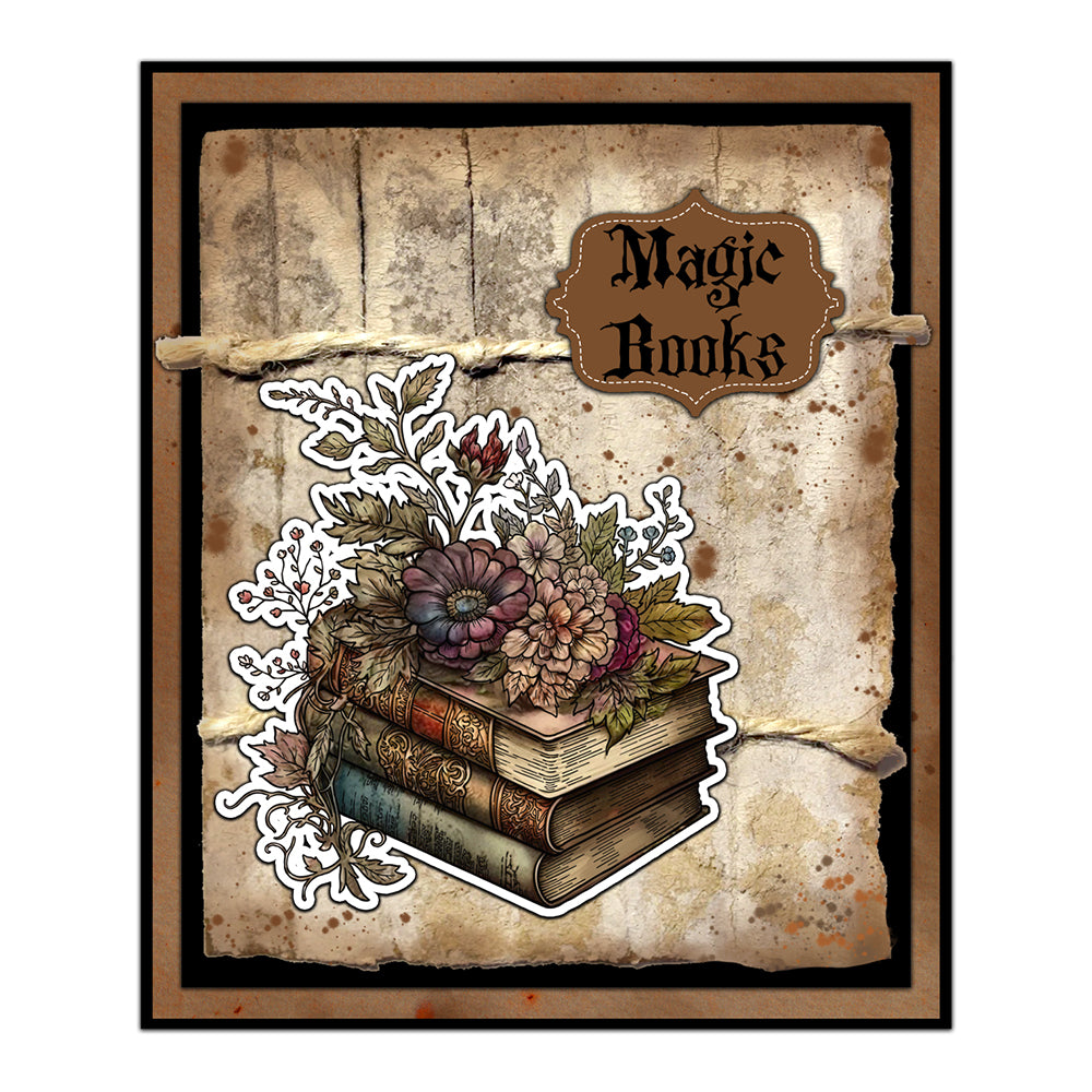 Magic Books Roses Flowers Floral Halloween Cutting Dies Set YX1413-D