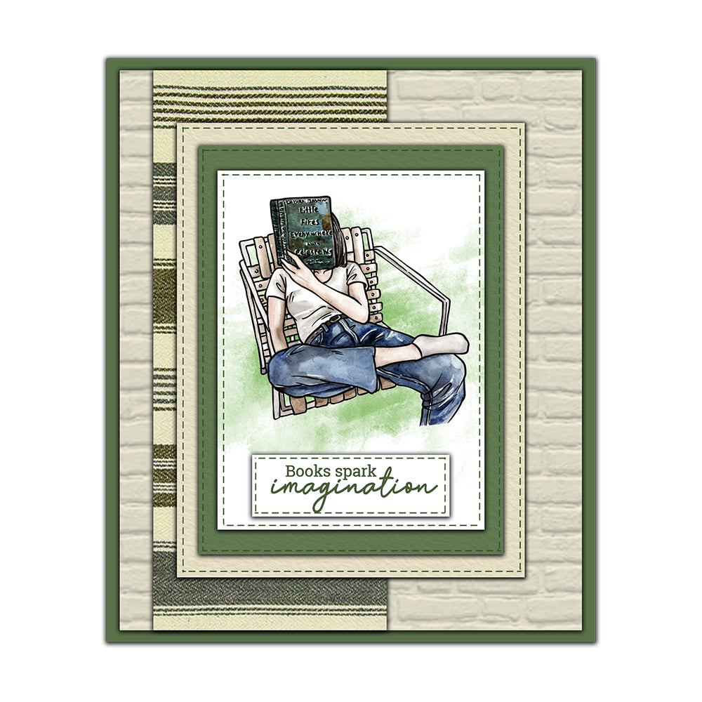 Reading Books Girls Relaxing Holiday Life Clear Stamp YX1231-S