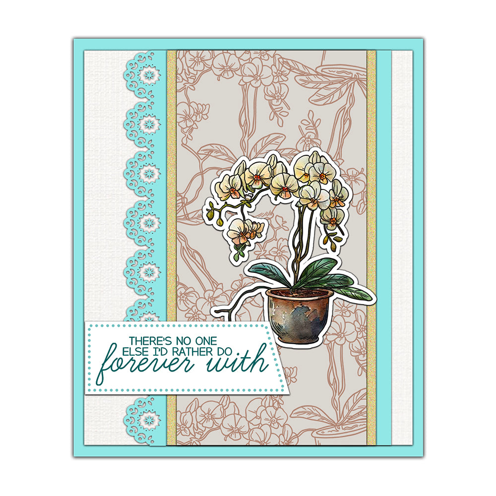 Blooming Potted Flowers Orchid Cutting Dies And Stamp Set YX1285-S+D