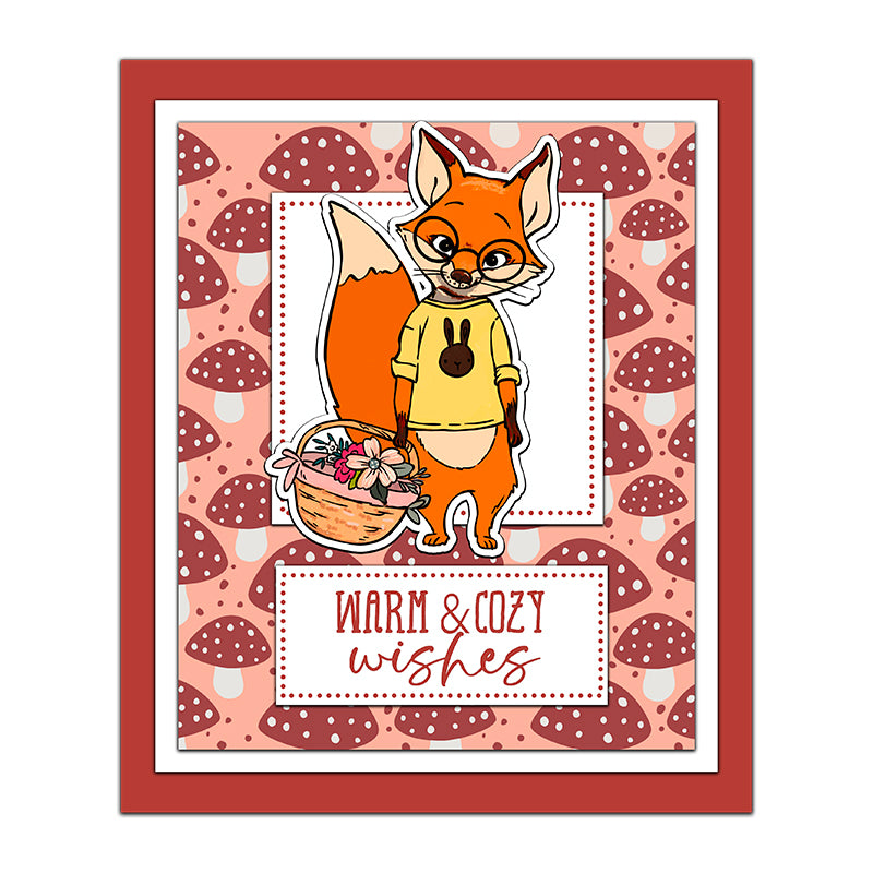 Cute Little Fox And Roses Cutting Dies And Stamp Set YX1286-S+D