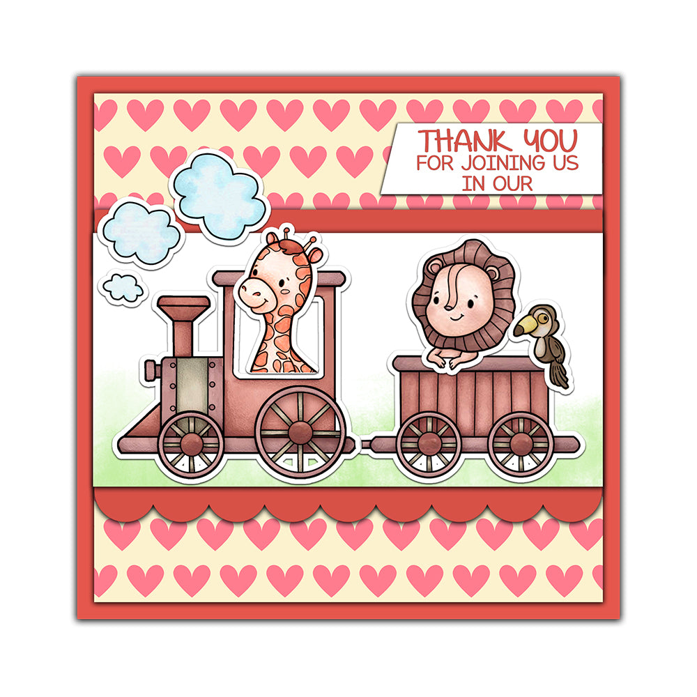 Kawaii Cartoon Animals Carriage Cutting Dies And Stamp Set YX1245-S+D