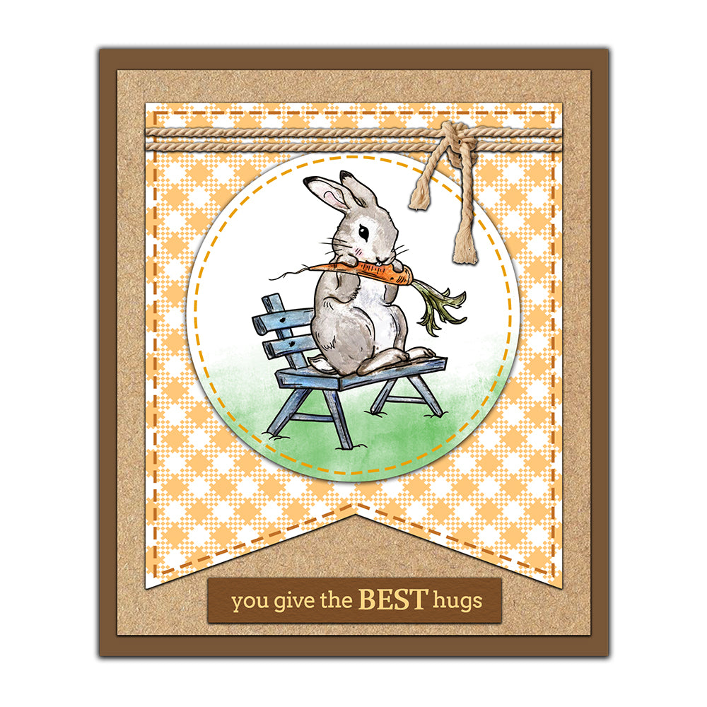 Kawaii Rabbits Life And Carrot Cutting Dies And Stamp Set YX1242-S+D