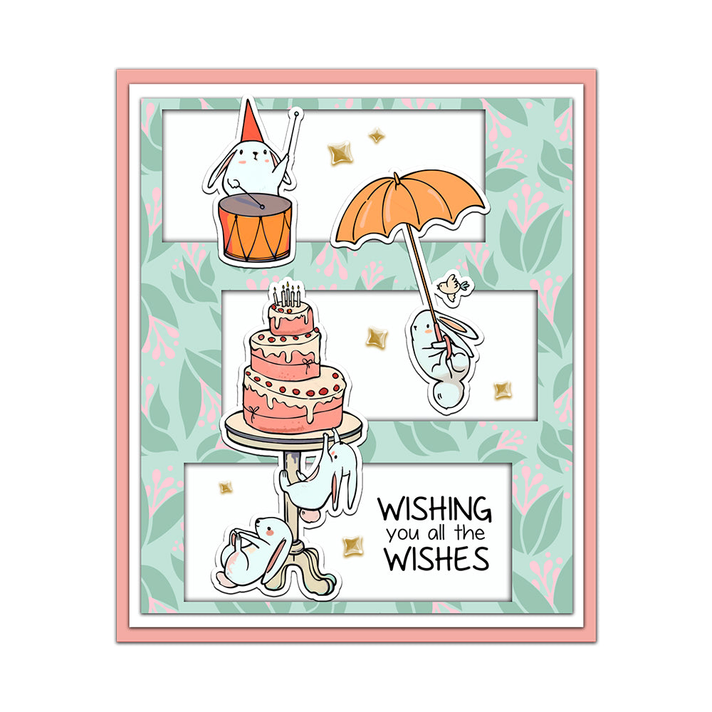 Happy Birthday To Cute Rabbits Clear Stamp YX1307-S