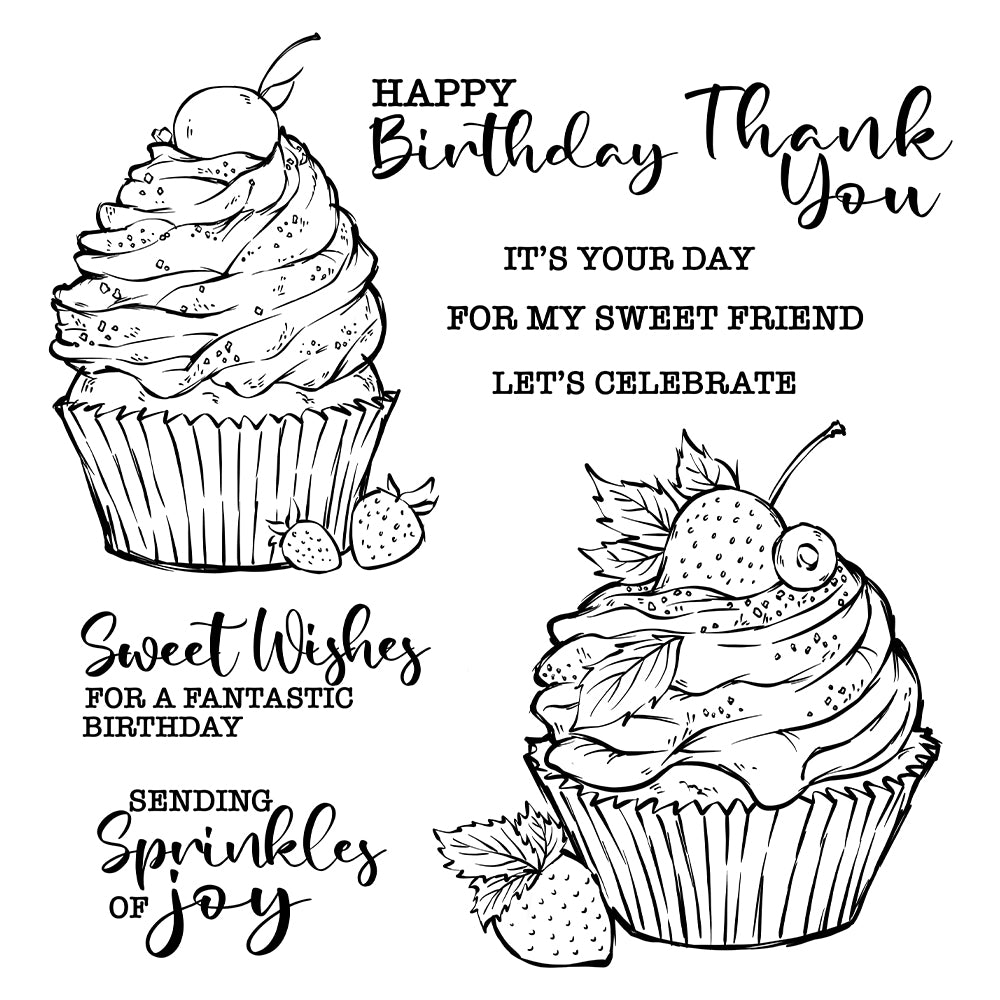 Happy Birthday Sweet Cupcake Clear Stamp YX1212-S