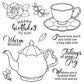 Vintage Flowers Tea Time And Tea Set Pot Clear Stamp YX1253-S
