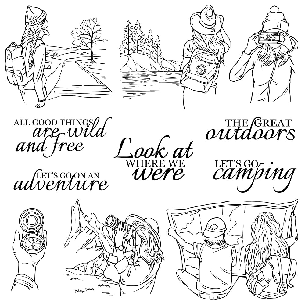 Summer Nature Outdoor Camping Friends Clear Stamp YX1283
