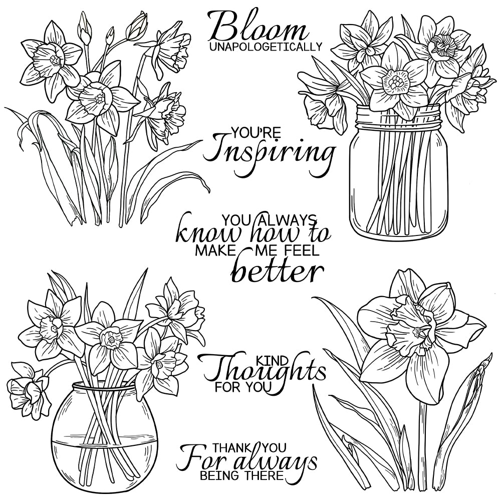 Blooming Flowers In Bottles Clear Stamp YX1339-S