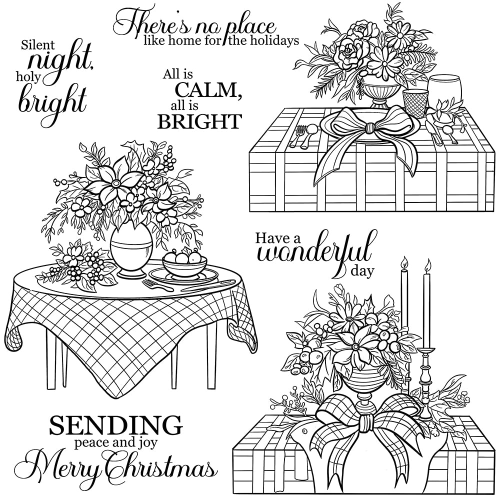 Tablecloth and Flowers Stamps Set YX1557
