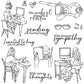 Working Studying And Lettering Girls Friend Clear Stamp YX1284