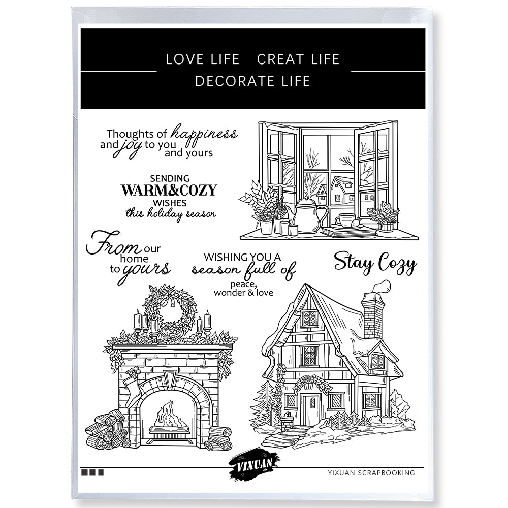 Christmas Snowy House Cutting Dies And Stamp Set YX1512-S+D