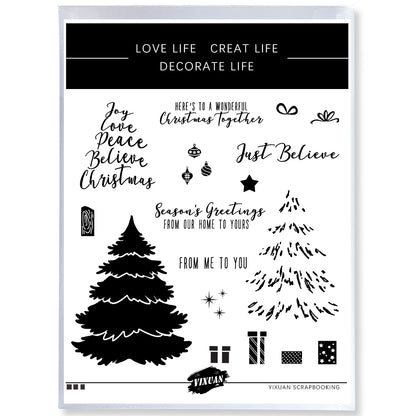 Christmas Pine Tree Cutting Dies And Stamp Set YX1483-S+D