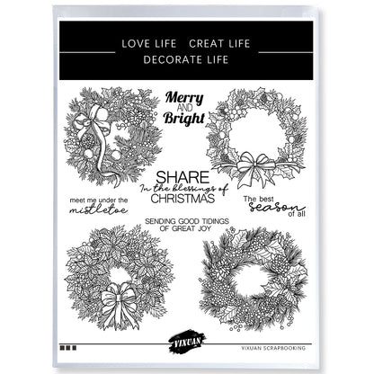Wreath Cutting Dies And Stamp Set YX1509-S+D