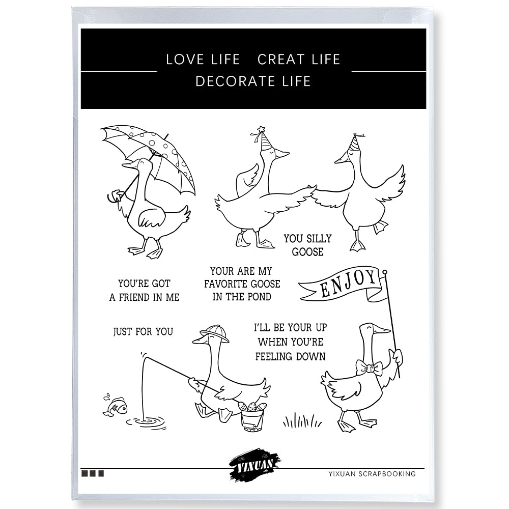 Cute Cartoon Goose Ducks Cutting Dies And Stamp Set YX1201-S+D