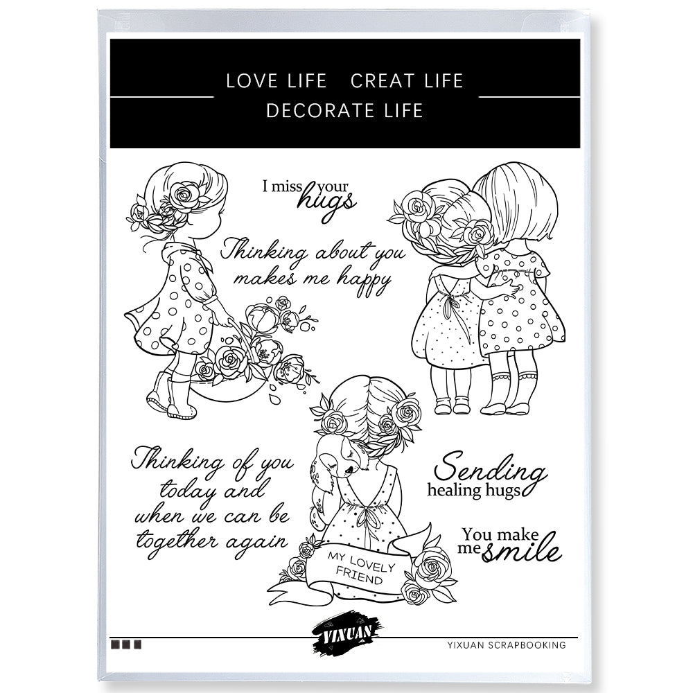 Lovely Girls Best Friends And Flowers Cutting Dies And Stamp Set YX1240-S+D