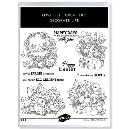 Easter Cute Rabbit Cutting Dies And Stamp Set YX1585-S+D